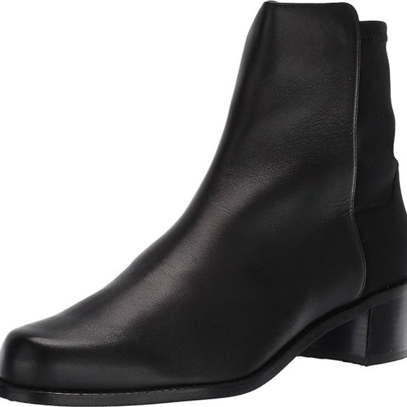 New Stuart Weitzman Women's Easyon Reserve Black Leather Block-Heel Booties $650 - Picture 3 of 6